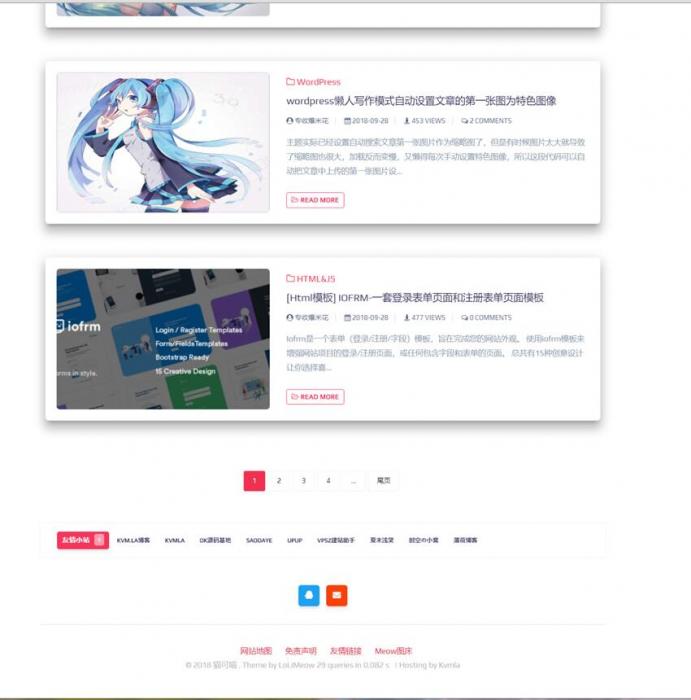 wordpress响应式猫可喵lolimeow,可做个人博客主题模板-酷库源码网