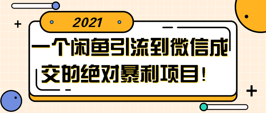 闲鱼引流到微信成交的绝对暴利项目！【视频教程】-酷库源码网