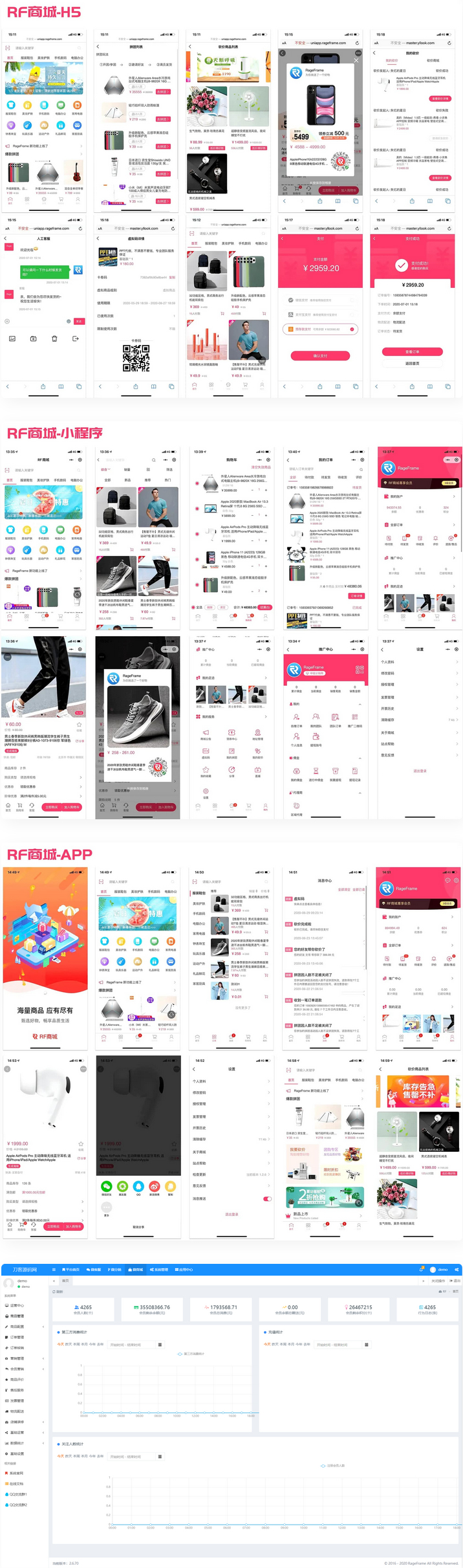 D1012【多端商城源码】全开源的基础商城销售功能的开源微商城-酷库源码网